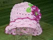 Detské čiapky - Ruzovy klobucik s melirovanou makovickou - 4133061_