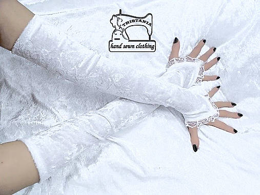 Svadobné zamatové  rukavice 1000