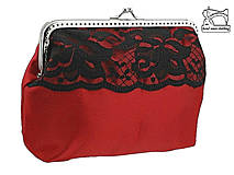 Saténová červená spoločenská kabelka , taštička   0825A