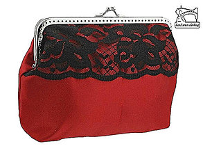 Kabelky - Saténová červená spoločenská kabelka , taštička   0825A - 4166167_