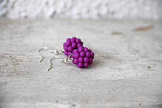 Náušnice - "Bubbles" purple heart - na objednávku - 4164752_