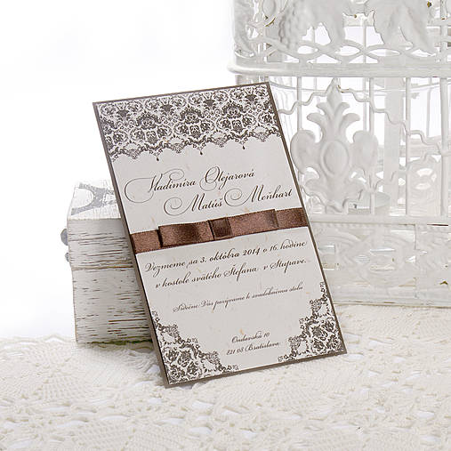 Papiernictvo - Svadobné oznámenie "Damask" - 4187103_