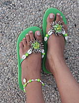 Ponožky, pančuchy, obuv - Plážová letná súprava - zelená (výpredaj) - 4190374_
