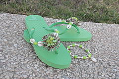 Ponožky, pančuchy, obuv - Plážová letná súprava - zelená (výpredaj) - 4190387_