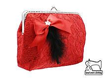 Čipková dámská kabelka červena , taštička   0670A