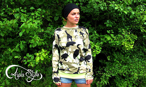 Mikiny - "animal camo pistachio" - 4211616_