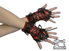 Rukavice - Dámské rukavičky s korzetovým šnurovaním 1325 - 4220143_