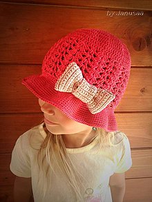 Detské čiapky - Háčkovaný klobúčik s mašľou - 4228285_