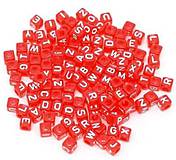 Korálky - Červené korálky abeceda kocky (balíček 500ks) - 4261067_