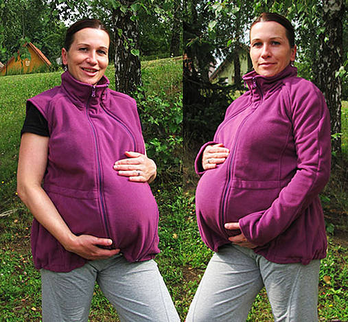  - Fleecová mikina pro nošení dětí a těhotné s odepínacími ruká - 4262502_