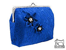 Čipková kabelka modrá , taštička   06501 A