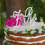 Dekorácie - Svadobné iniciály "zápich na tortu" - 4310542_