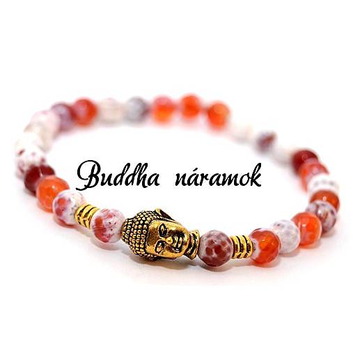 Náramky - BUDDHA náramok gold ohnivý achát - 4315004_