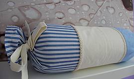 Úžitkový textil - Vankušik valec smotanovo -modrý - 4319952_