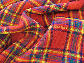 Textil - Žoržet červený károvaný - 4340367_