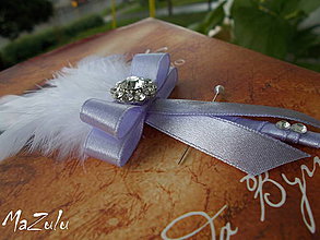 Svadobné pierka - svadobné pierko biela & lila - 4368003_