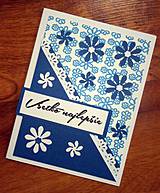 Papiernictvo - Modro-biela pohľadnica k sviatku - 4375815_