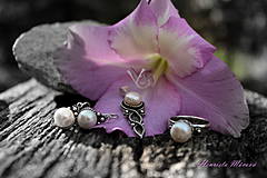 Strieborná súprava s perlami (Biele perly)