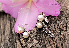 Sady šperkov - Strieborná súprava s perlami (Biele perly) - 4383760_
