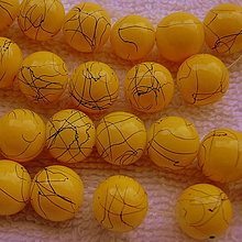 Korálky - Skl.korálky 12mm-1ks (žltá) - 4396073_