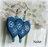 Náušnice - Navy blue hearts - 4398943_