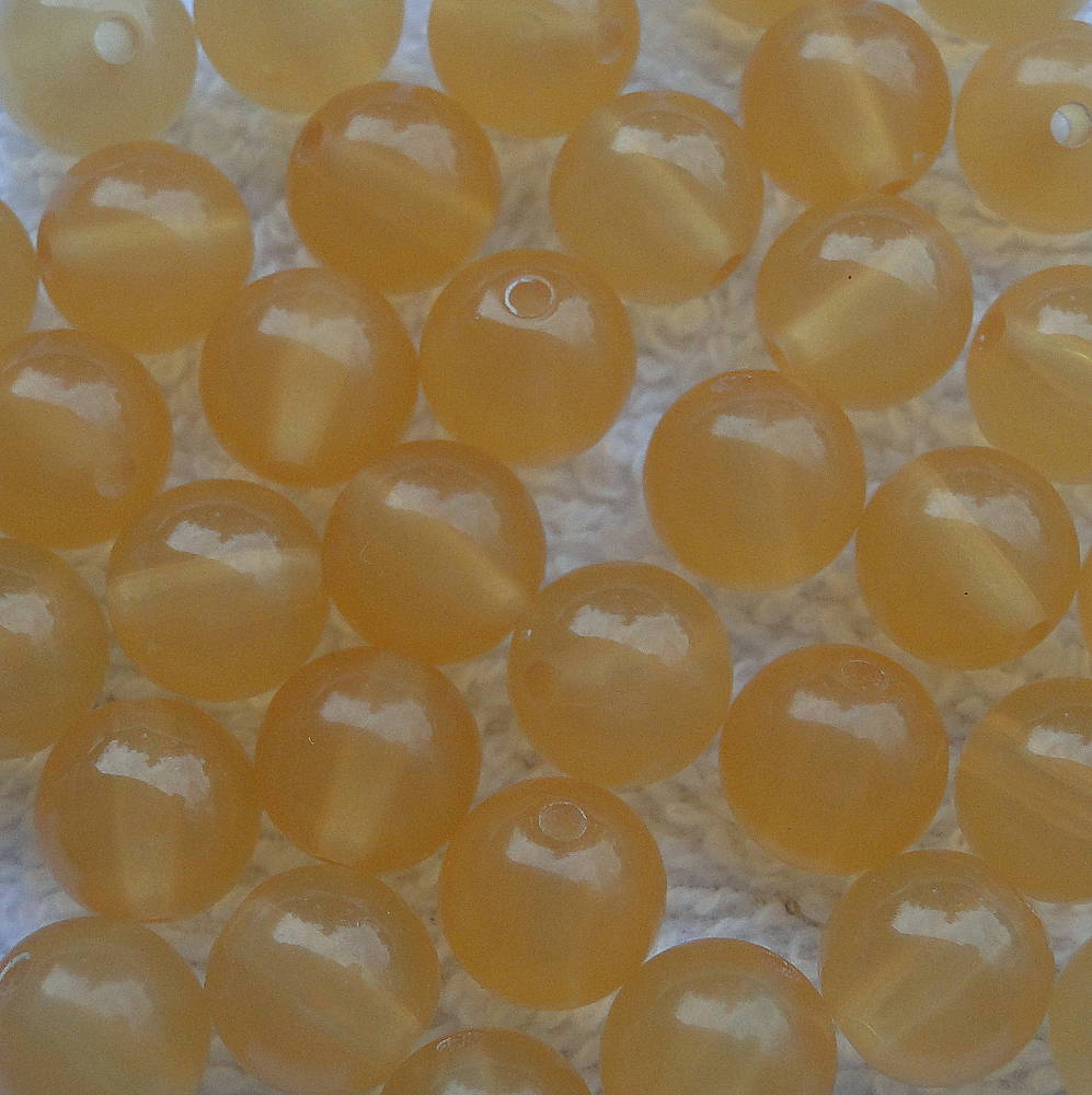 Korálky MILK plast 10mm (oranž.hnedá-10ks)