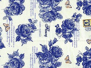Textil - Modré ruže - 4412231_