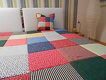 Úžitkový textil - Prehoz, vankúš patchwork vzor kolor mix, deka 140x200 cm - 4425300_