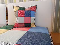 Úžitkový textil - Prehoz, vankúš patchwork vzor kolor mix, deka 140x200 cm - 4425302_