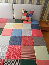 Úžitkový textil - Prehoz, vankúš patchwork vzor kolor mix, deka 140x200 cm - 4425310_