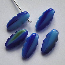 Korálky - Sklenené jazýčky 13mm-1ks (004-modrá melír) - 4430262_