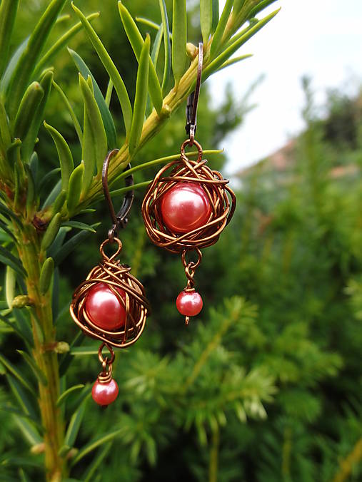 Náušnice - pre radosť...shúlené - lososové visiace -menšie - 4452186_