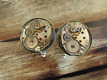 Pánske šperky - Strojkové okrúhle manžetové gombíky v lôžku II - 4459815_