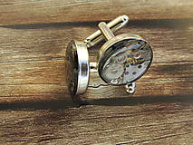 Pánske šperky - Strojkové okrúhle manžetové gombíky v lôžku II - 4459817_