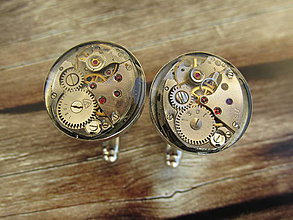 Pánske šperky - Strojkové okrúhle manžetové gombíky v lôžku II - 4459816_