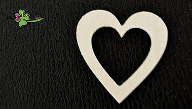 Materiál ručne robený - drevené výseky - srdce prázdne 5x5 cm - 4462638_
