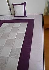 Úžitkový textil - Prehoz, vankúš patchwork vzor fialovo-béžová, deka 140x200 cm - 4469283_