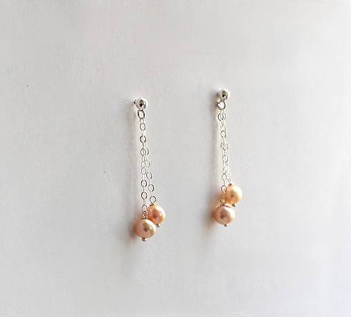 Náušnice - Perlové náušnice visiace marhuľové - 4469802_