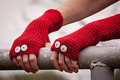 Rukavice - Červené rukavice bez prstov - 4541707_