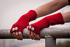 Rukavice - Červené rukavice bez prstov - 4541708_