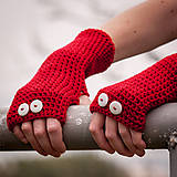 Rukavice - Červené rukavice bez prstov - 4541709_