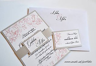 Papiernictvo - Svadobné oznámenie "VICTORIAN SILVERPINK" - 4544503_
