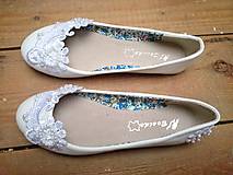 Ponožky, pančuchy, obuv - Balerínky WHITE FOLK ROMANCE pre Janku - 4553327_