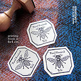 Materiál ručne robený - Včielka, pečiatka 4x4 cm - 4575646_