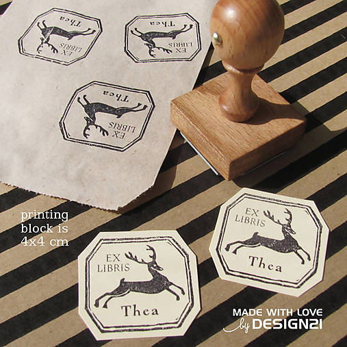 Materiál ručne robený - Jeleň: pečiatka 4x4 cm - 4575681_