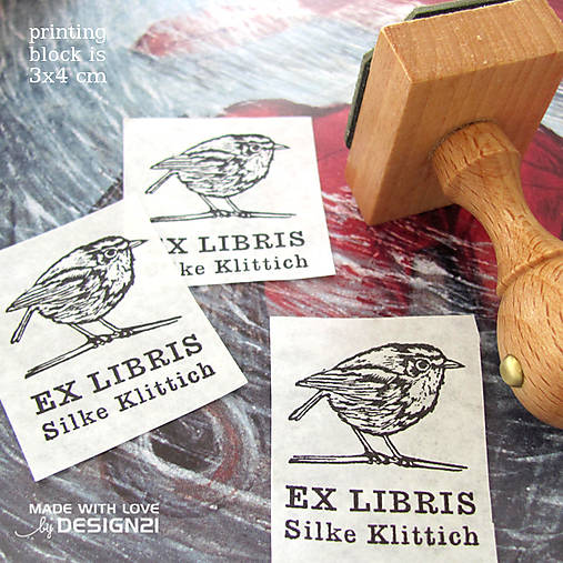 Materiál ručne robený - Vrabček: pečiatka 3x4 cm - 4576056_