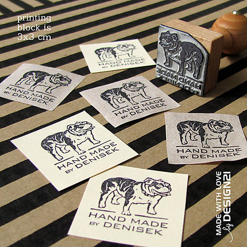 Materiál ručne robený - Anglický buldog: pečiatka 3x3 cm - 4576198_