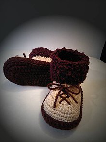 Detské topánky - Háčkované "Méďa" čižmičky - 4604085_