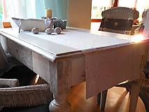 Úžitkový textil - Štóla na stôl 40x140 cm snehovo -biela so strieborným vzorom  - 4617337_