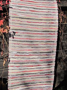 Úžitkový textil - Ručne tkaný koberec hnedá/červená 70x 200 cm - 4628422_